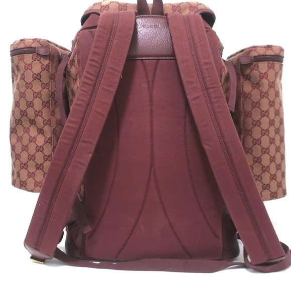 GUCCI ALPINA TREKKING BACKPACK BURGUNDY GG MONOGRAM CANVAS - Picture 6 of 12